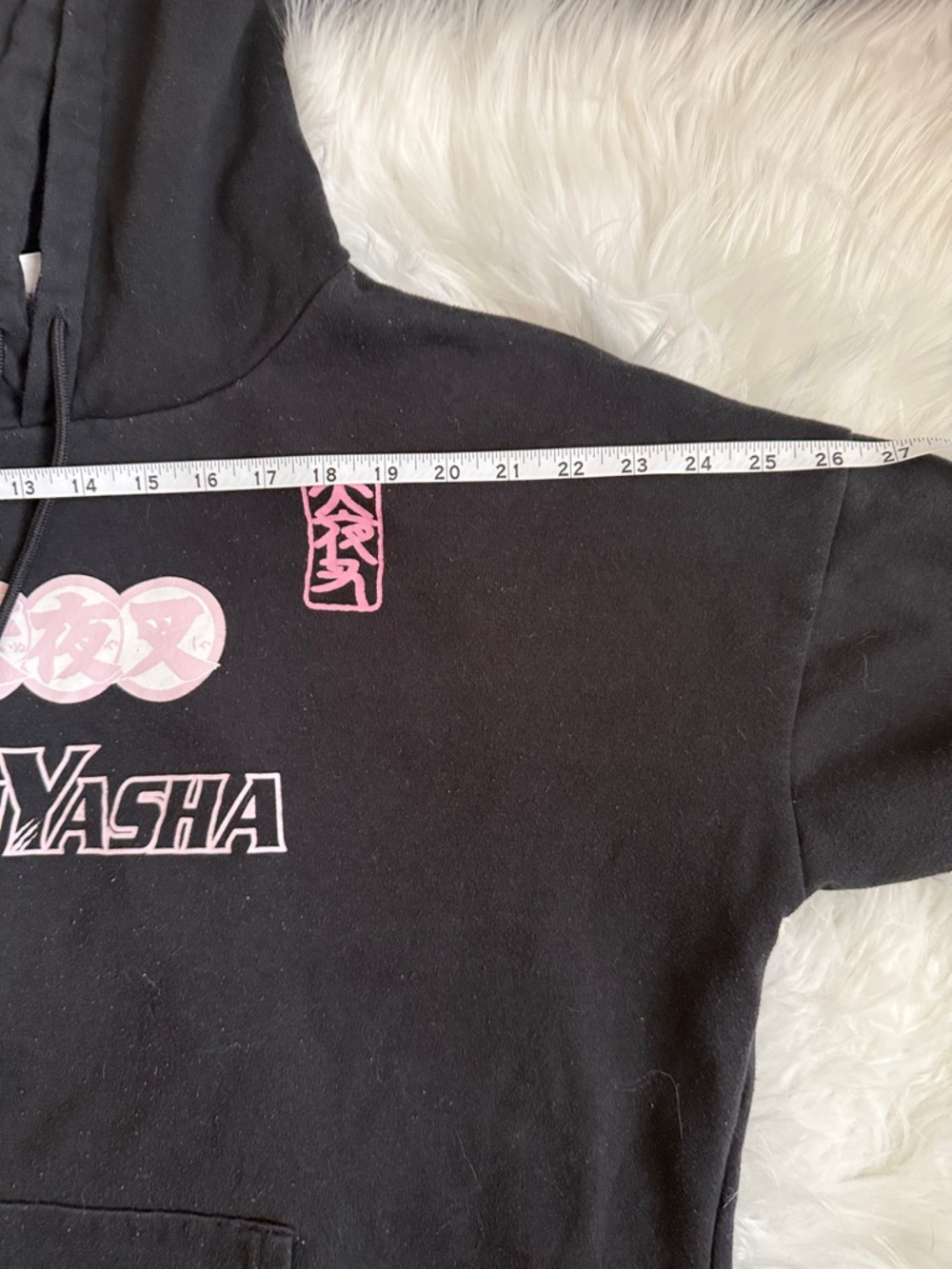 InuYasha Anime Hoodie Size Large Black Graphic Hoodie Cherry Blossom Design - Picture 8 of 8